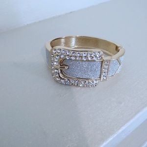 Gold paved cuff belt bracelet